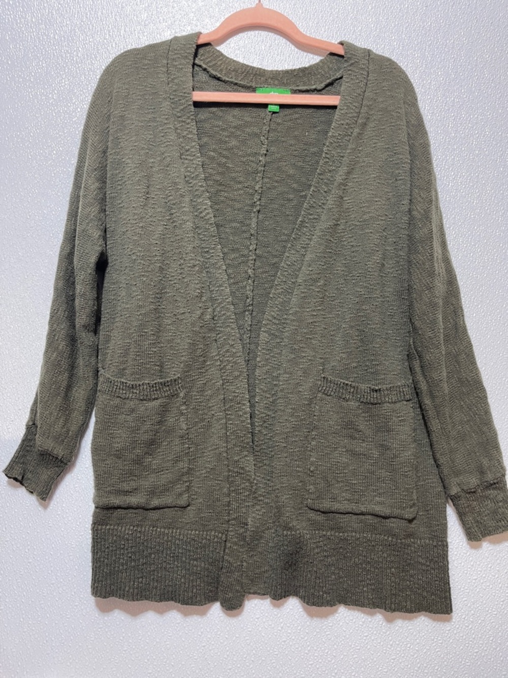 3/$30 dip Olive Green Open-Front Cardigan Sweater